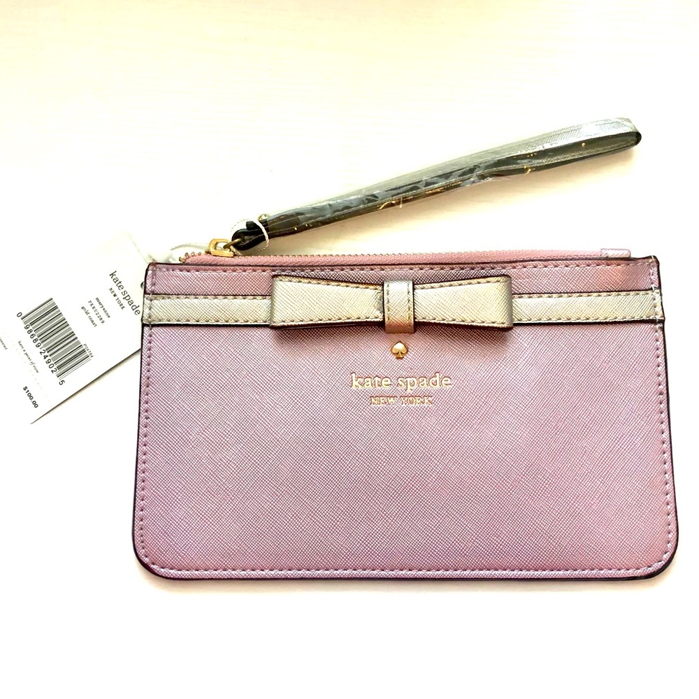 NWT | kate spade | Slim Wristlet With Metallic Bow Detail